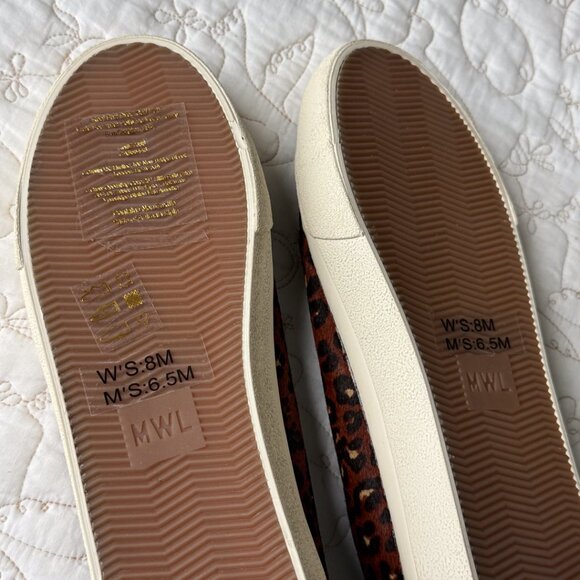 Madewell Sidewalk Low-Top Sneakers in Painted Leopard Colorblock Calf Hair NWT - Picture 4 of 7